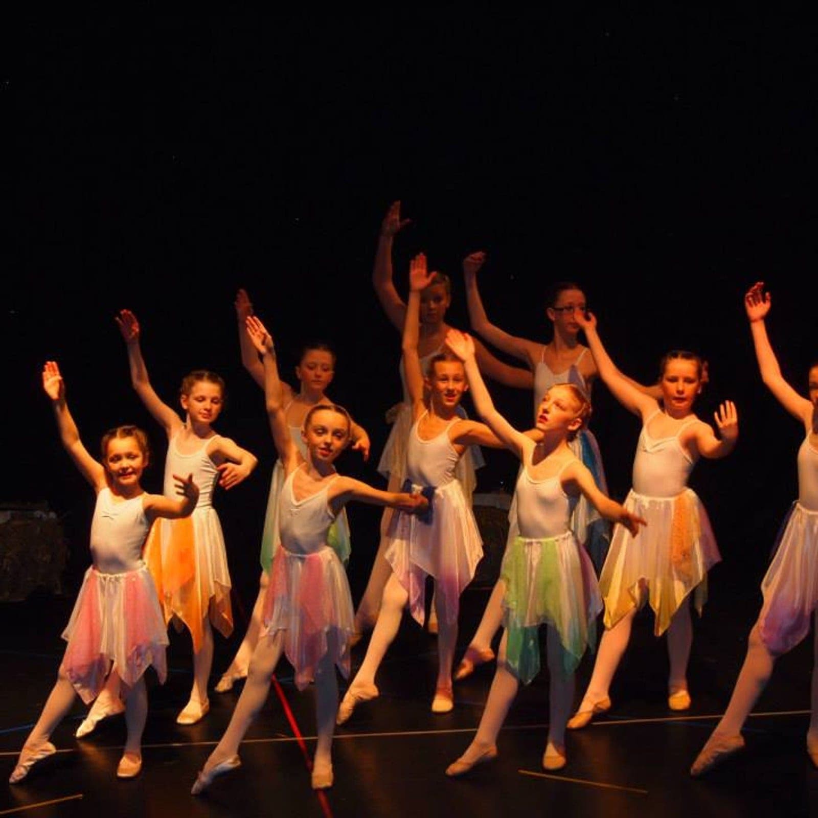 Young dancers in pastel skirts at the Geraldine Lamb Dance School in Saltash